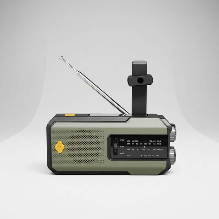EchoLight Notfallradio: Kurbel & Solarbetrieben, AM/FM, Wetterwarnung, integrierte Powerbank für Outdoor.