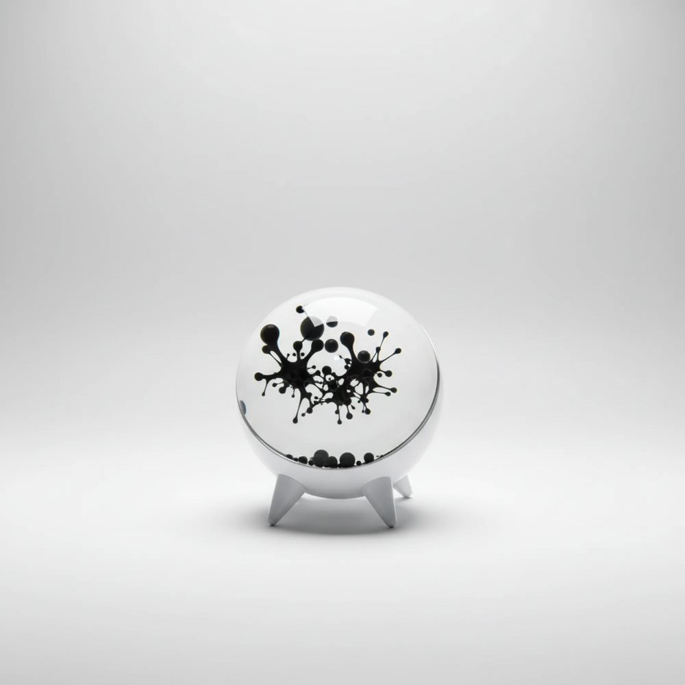 Dekoratives MagnoFlux Ferrofluid Display, das Flüssigkeit synchron zur Musik bewegt, ideal als Musikvisualisierer.