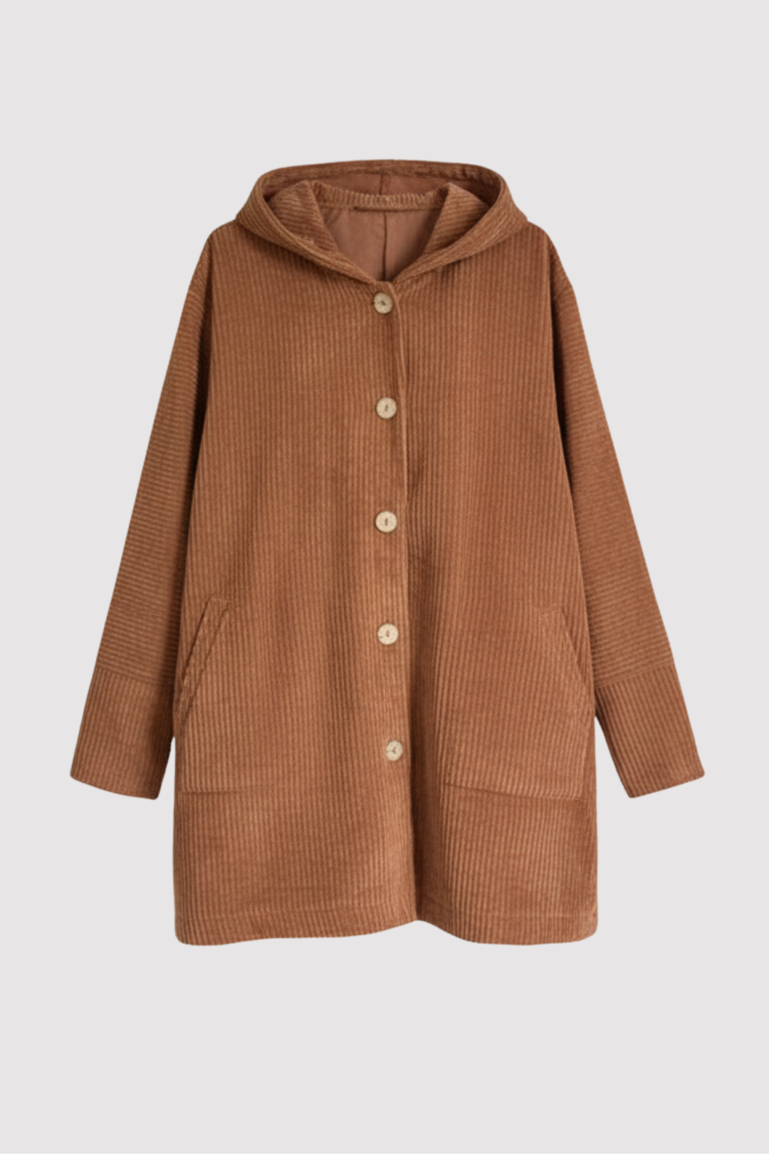 Damen Kordjacke mit Kapuze, lässiger Vintage-Stil für Herbst und Winter, bequeme Oberbekleidung.