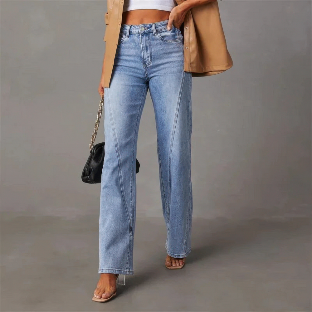 Elegante Damen High-Waist Jeans mit weitem Bein. Moderne Wide-Leg Jeanshose für stilvolle Damenmode & Freizeit.