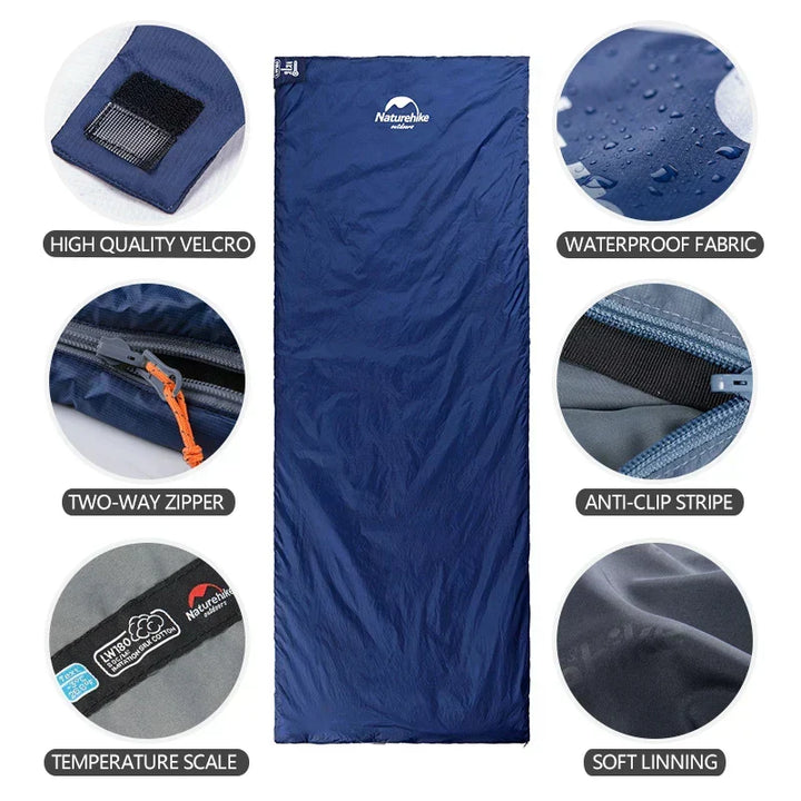 Vielseitiger, leichter Reiseschlafsack, kompakt verpackbar. Perfekt für Festivals, Wandern & Campingausrüstung.