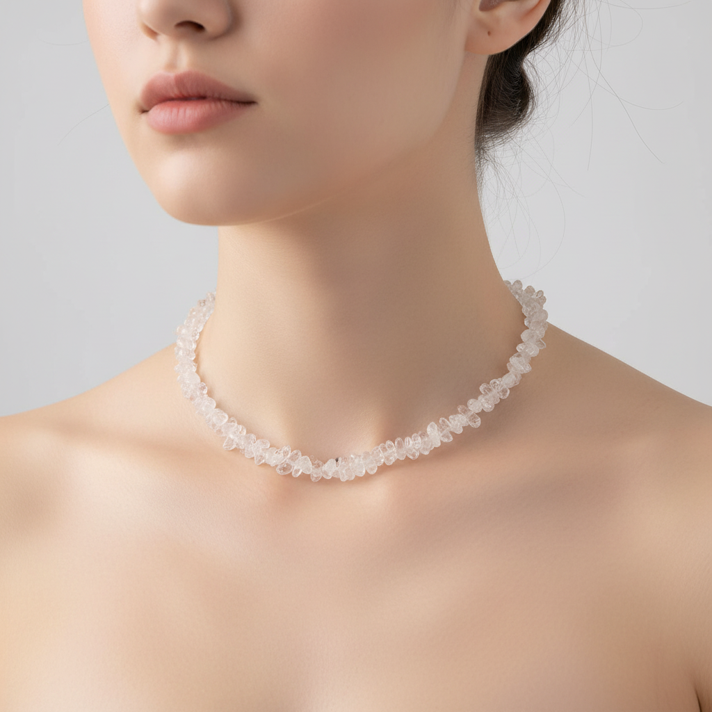 Edelstein-Halskette für Damen, polierte Natursteine, zeitlos schön.