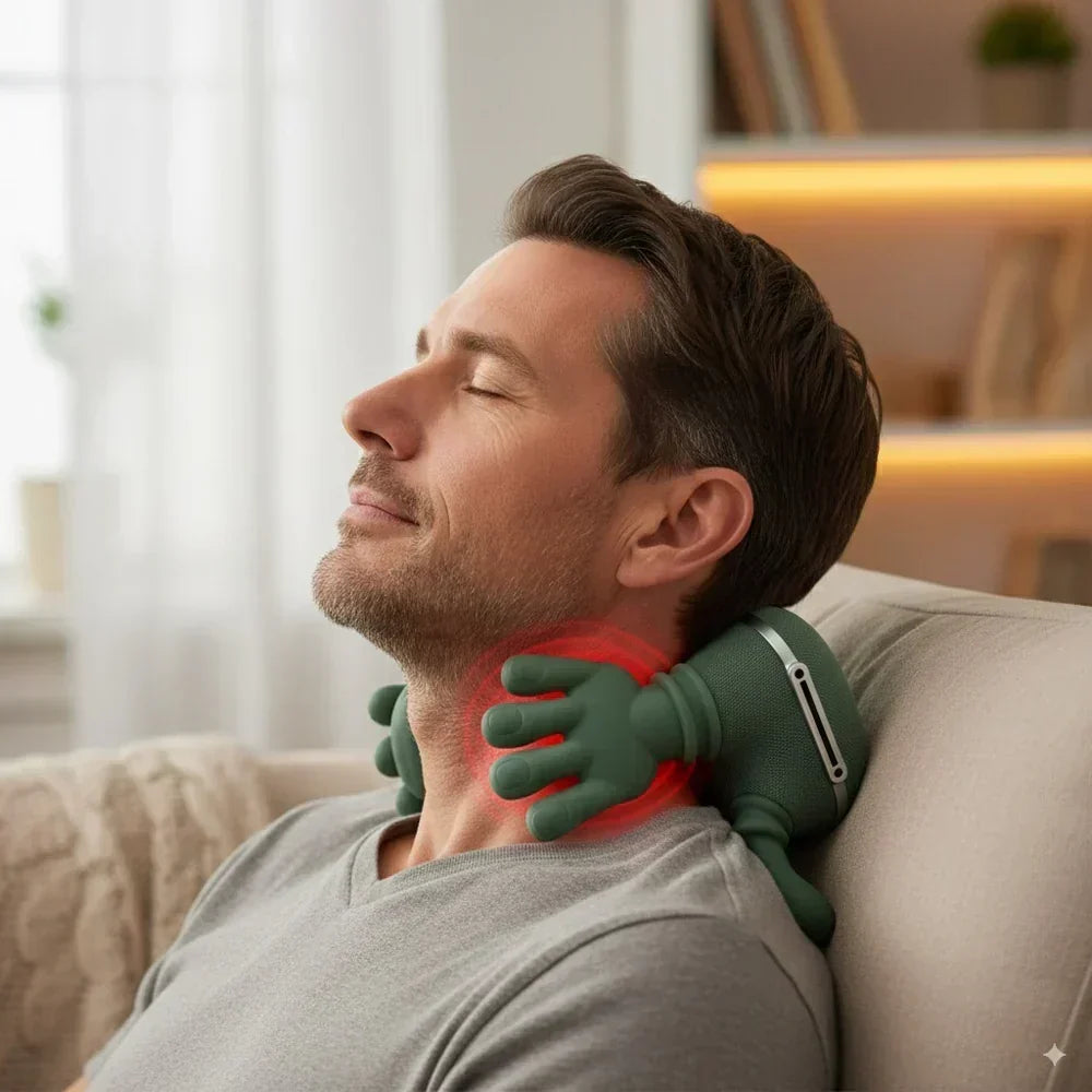 Flexibles Massagegerät passt sich ergonomisch an Nacken & Schultern für Druckmassage an.