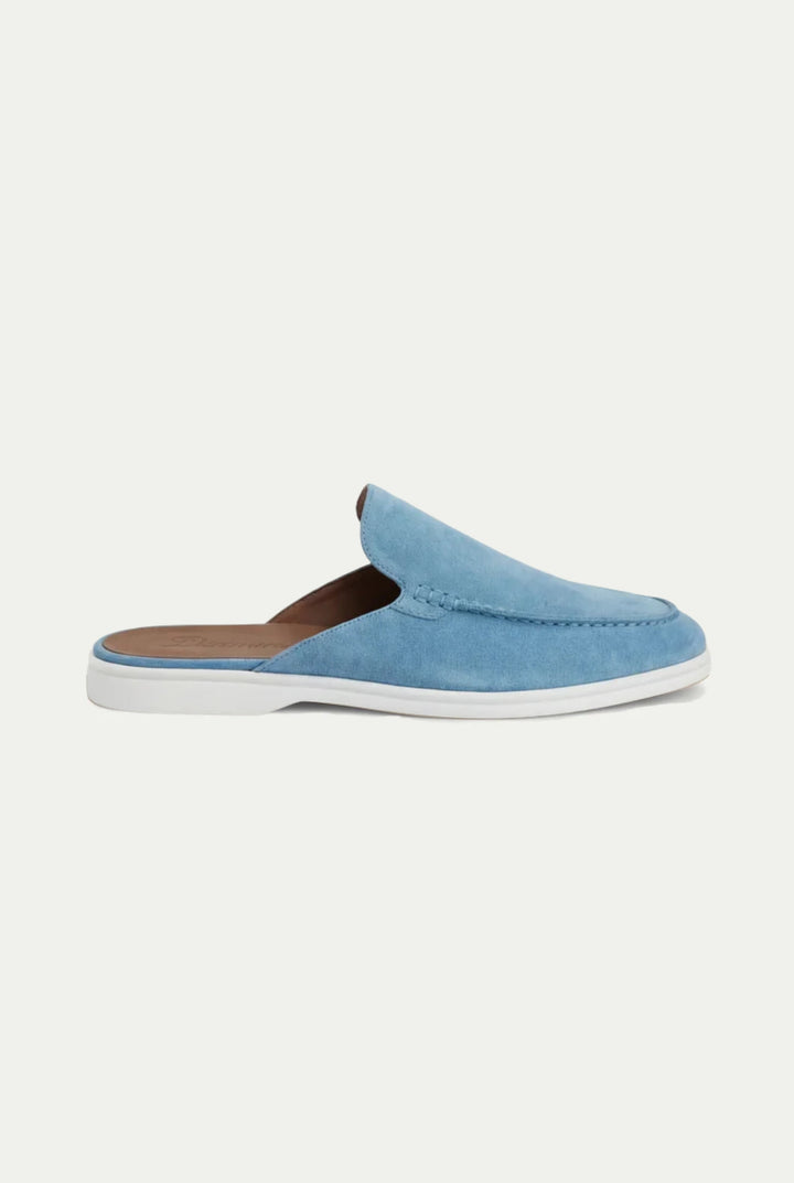 Blaue Herren Freizeitschuhe, leichte Slip-On Mules mit offener Ferse für bequemen Sommerstil.