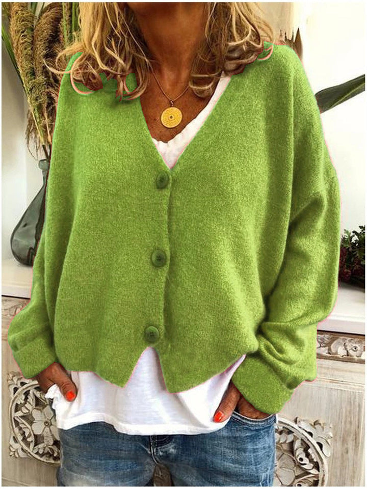 Bequemes Damen Strick Knopftop mit V-Ausschnitt, ideal für Business Casual und den Alltag.