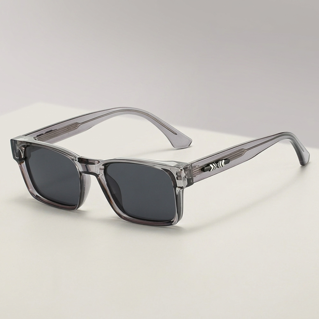 Schwarze, eckige Unisex Sonnenbrille, polarisiert, UV400, für Stil und Sonnenschutz.