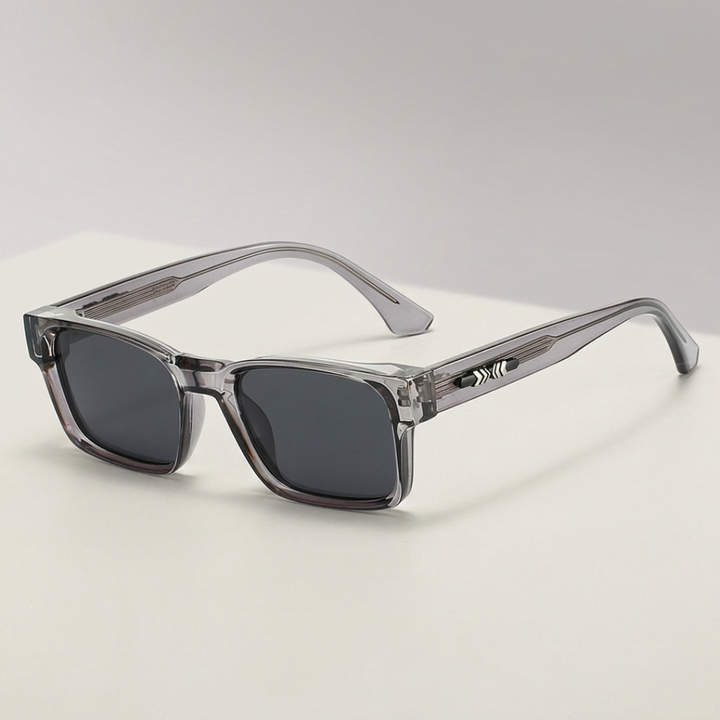 Schwarze, eckige Unisex Sonnenbrille, polarisiert, UV400, für Stil und Sonnenschutz.