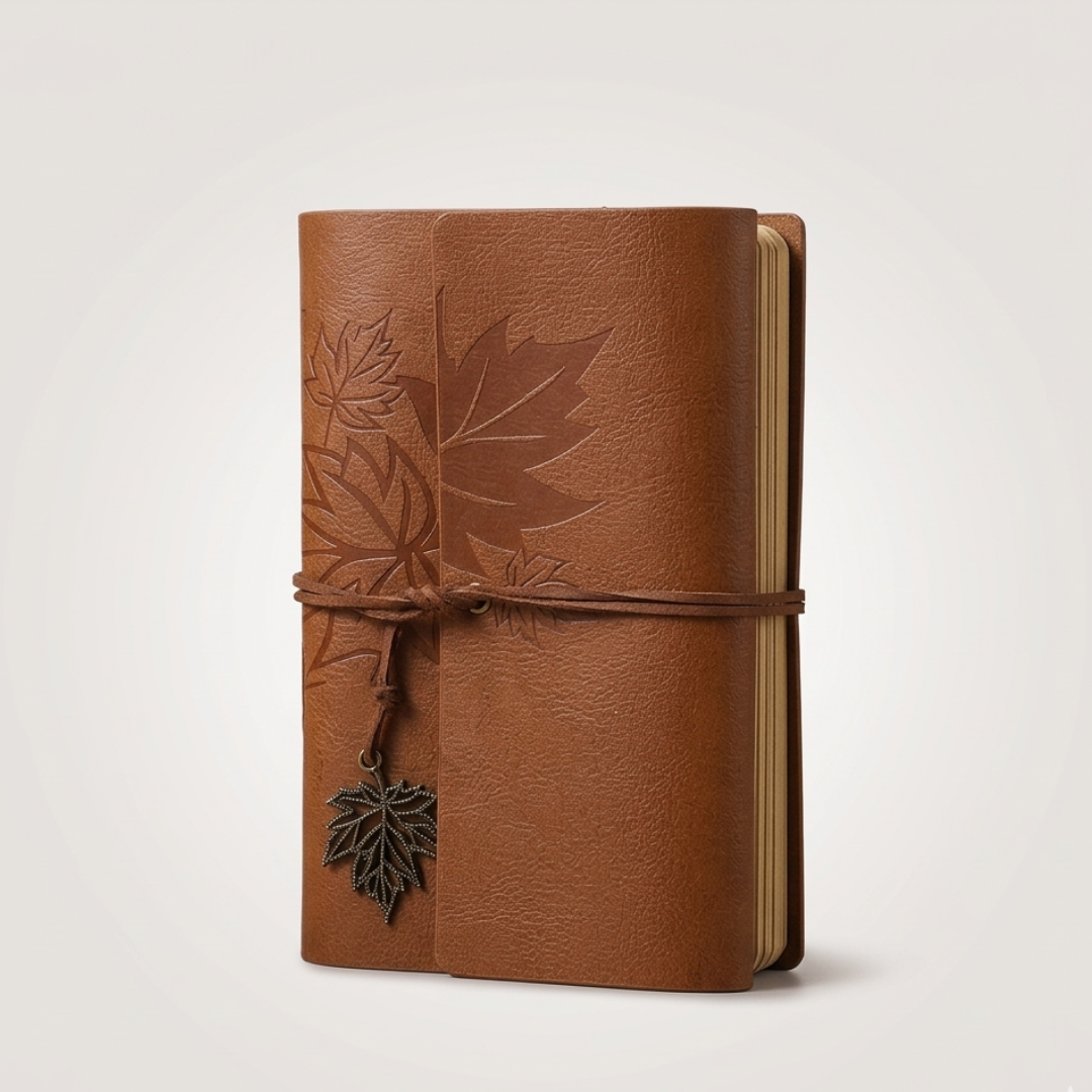 Zwei Vintage Notizbücher aus braunem PU Leder, nachfüllbar, ideal als loseblatt Reisetagebuch Set.