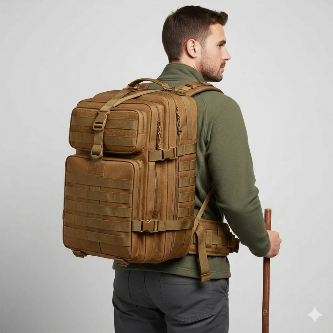 Hochwertiger Wanderrucksack 50L, ergonomisch und bequem für lange Touren und Reisen.