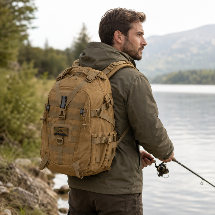 Camouflage 40L Wanderrucksack, geräumig für mehrtägige Touren und Ausflüge.