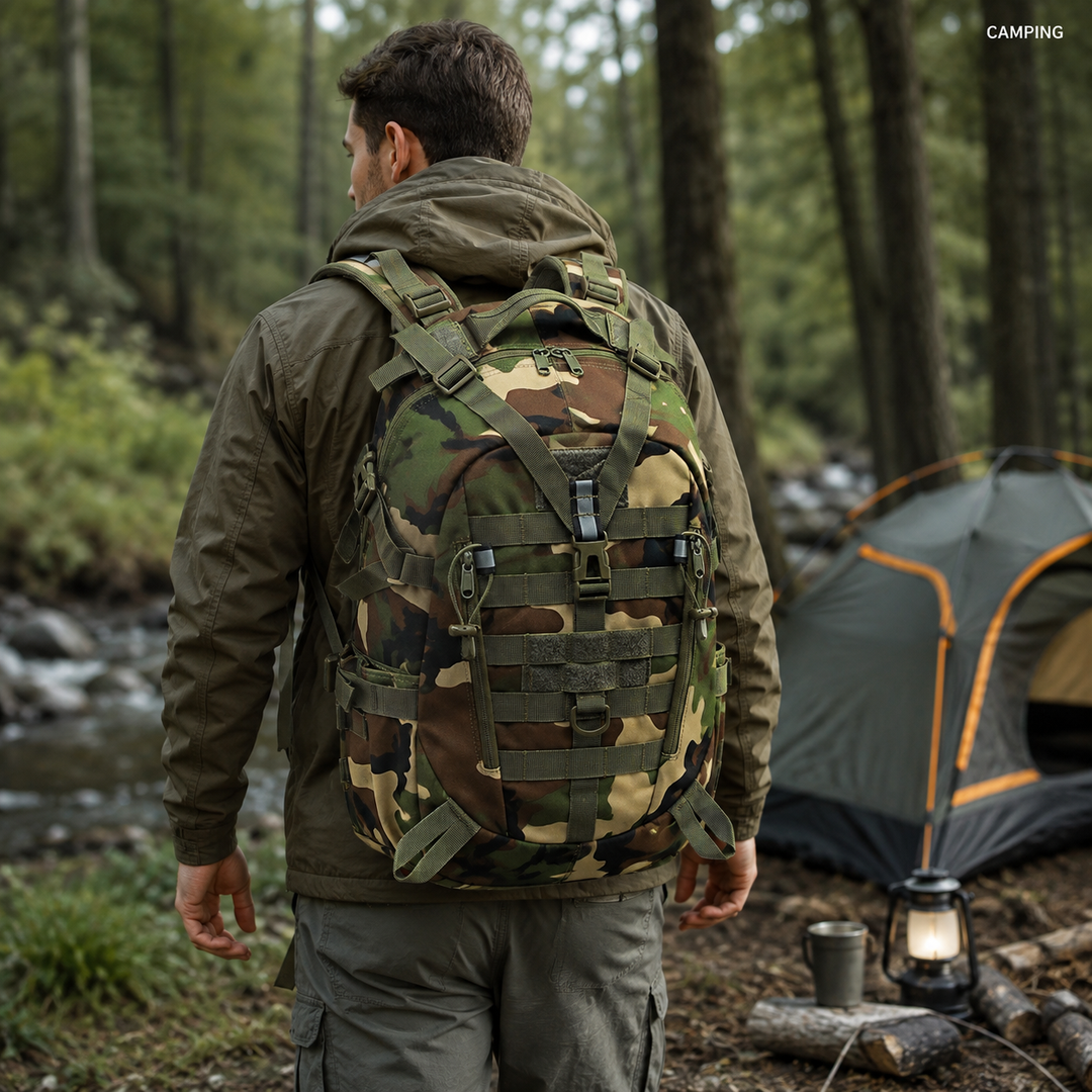 Hellbrauner 40 Liter Taktischer Rucksack, robust, modern und vielseitig nutzbar.
