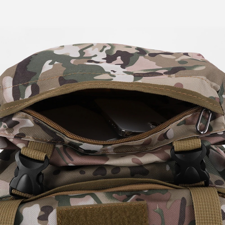 Seitenansicht des geräumigen 80L Rucksacks, zeigt großes Volumen für Trekking- & Reiseausrüstung.