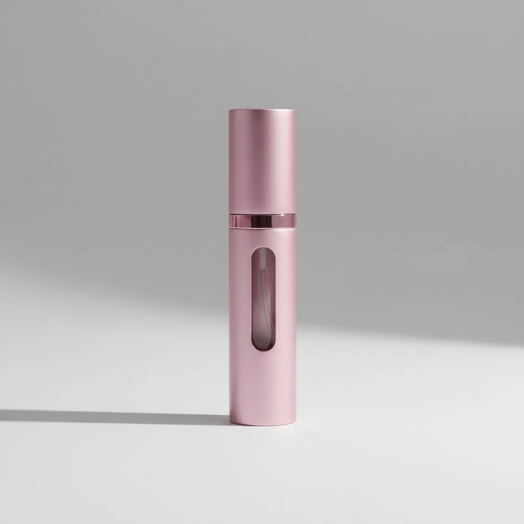 Robuster, nachfüllbarer Parfüm-Reisezerstäuber aus Aluminium, ideal für Flugreisen und Kosmetik.