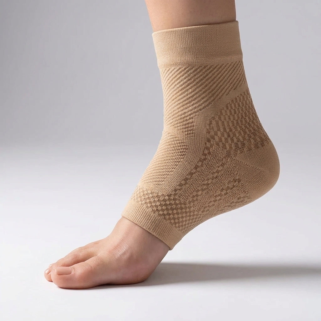 Atmungsaktive Knöchelbandage stabilisiert das Gelenk und lindert Schmerzen effektiv.