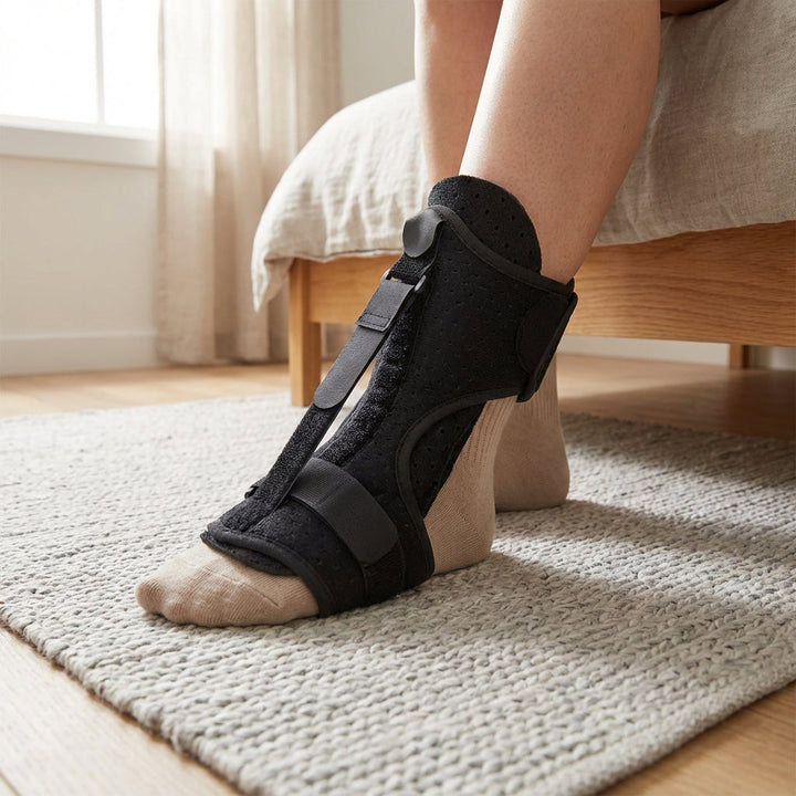 Verstellbare Nachtschiene für Plantarfasziitis. Bietet Komfort & Schmerzlinderung bei Fersenschmerzen & Achillessehnenproblemen.