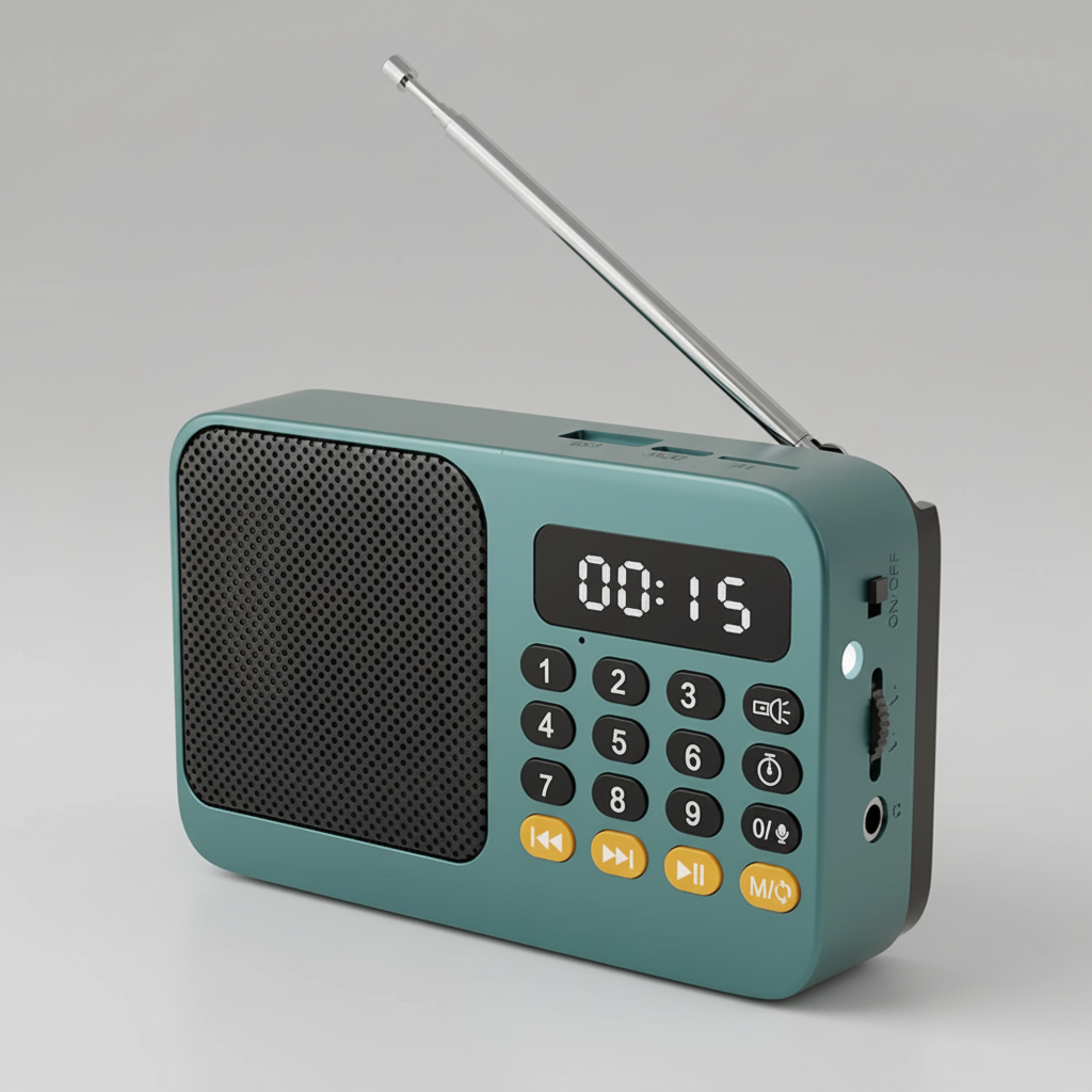 Robustes, tragbares Notfunkradio für Notfälle, inklusive heller LED-Taschenlampe und Akku.