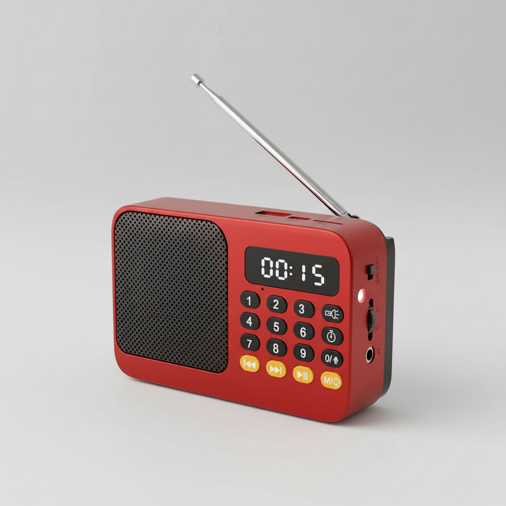 Notfunkradio mit integrierter Bluetooth-Funktion, ideal für Outdoor-Abenteuer und Notfallkits.
