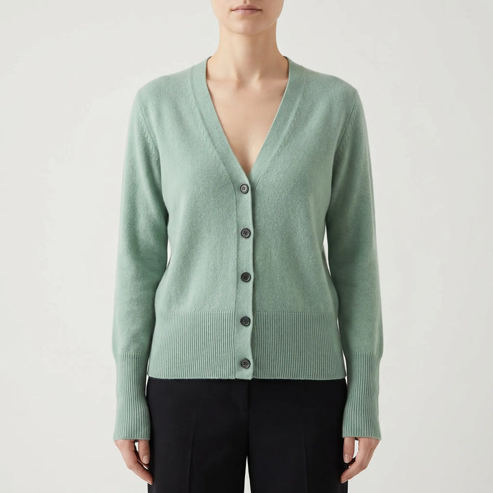 Komfortable Damen Strickjacke mit V-Ausschnitt, Knopfleiste, für entspannte & elegante Looks.