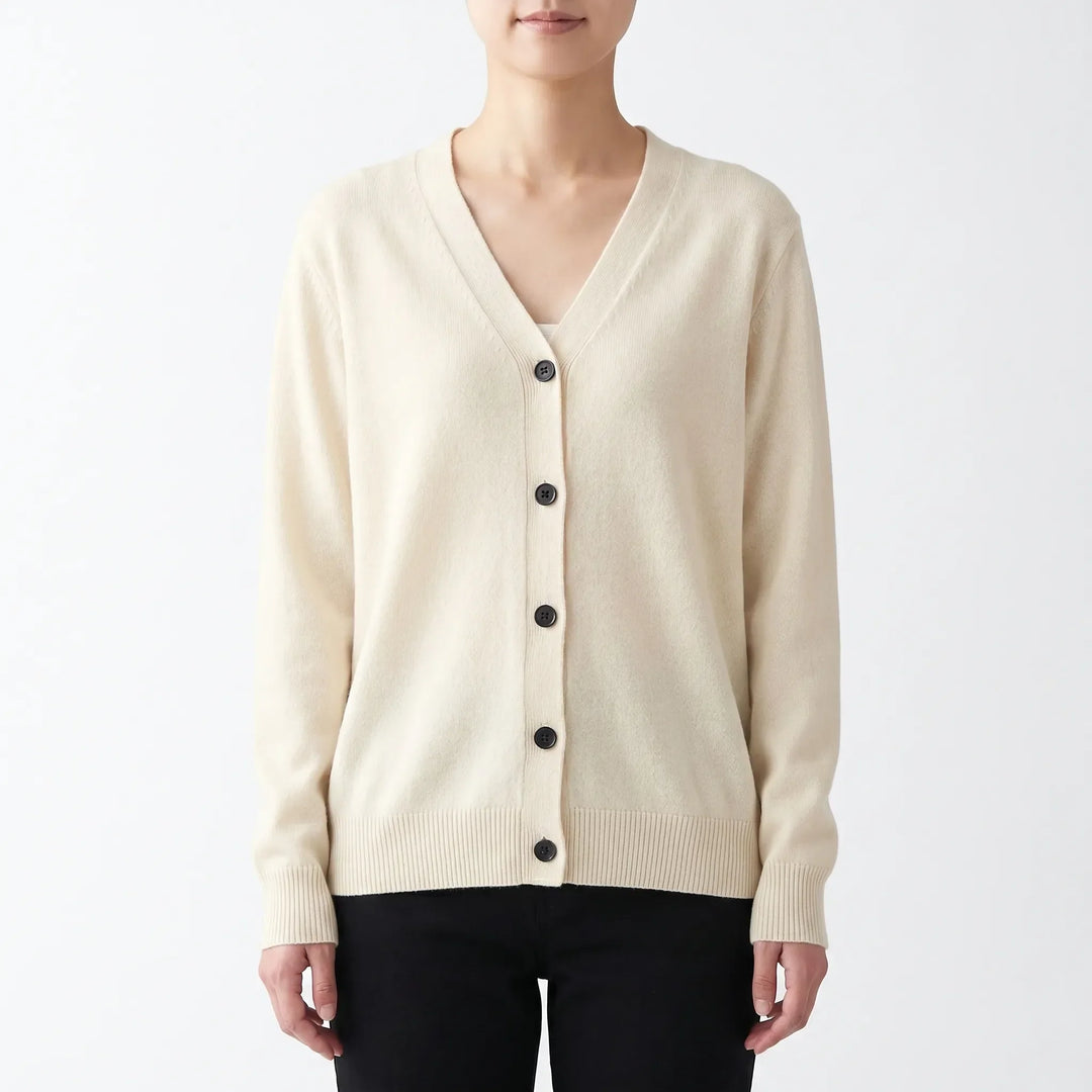 Eleganter Damen Cardigan mit V-Ausschnitt und durchgehender Knopfleiste, perfekt für Büro & Freizeit.