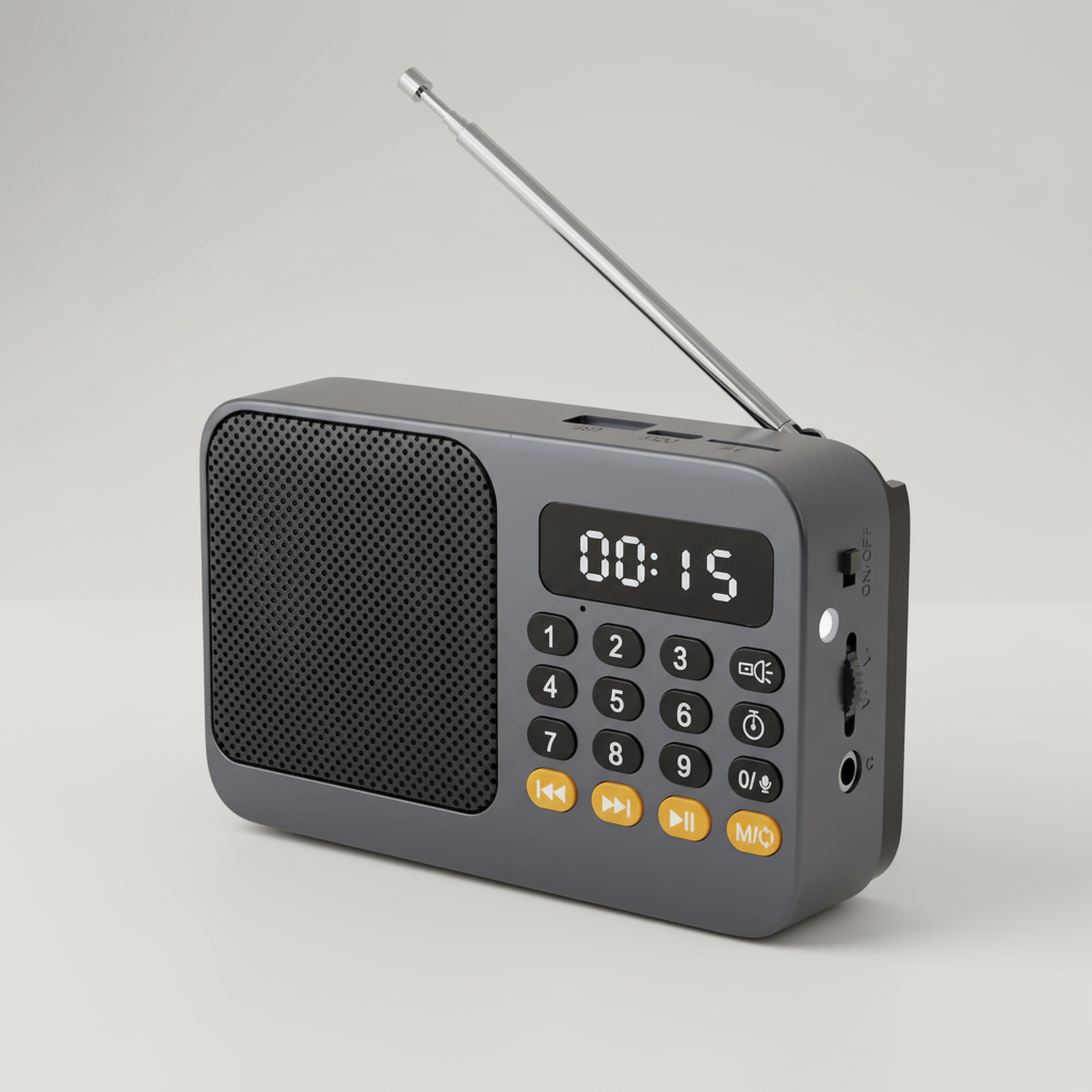 Vielseitiges Outdoor-Radio mit Bluetooth-Lautsprecher, FM/AM/SW-Tuner und leistungsstarker Notfall-Taschenlampe.