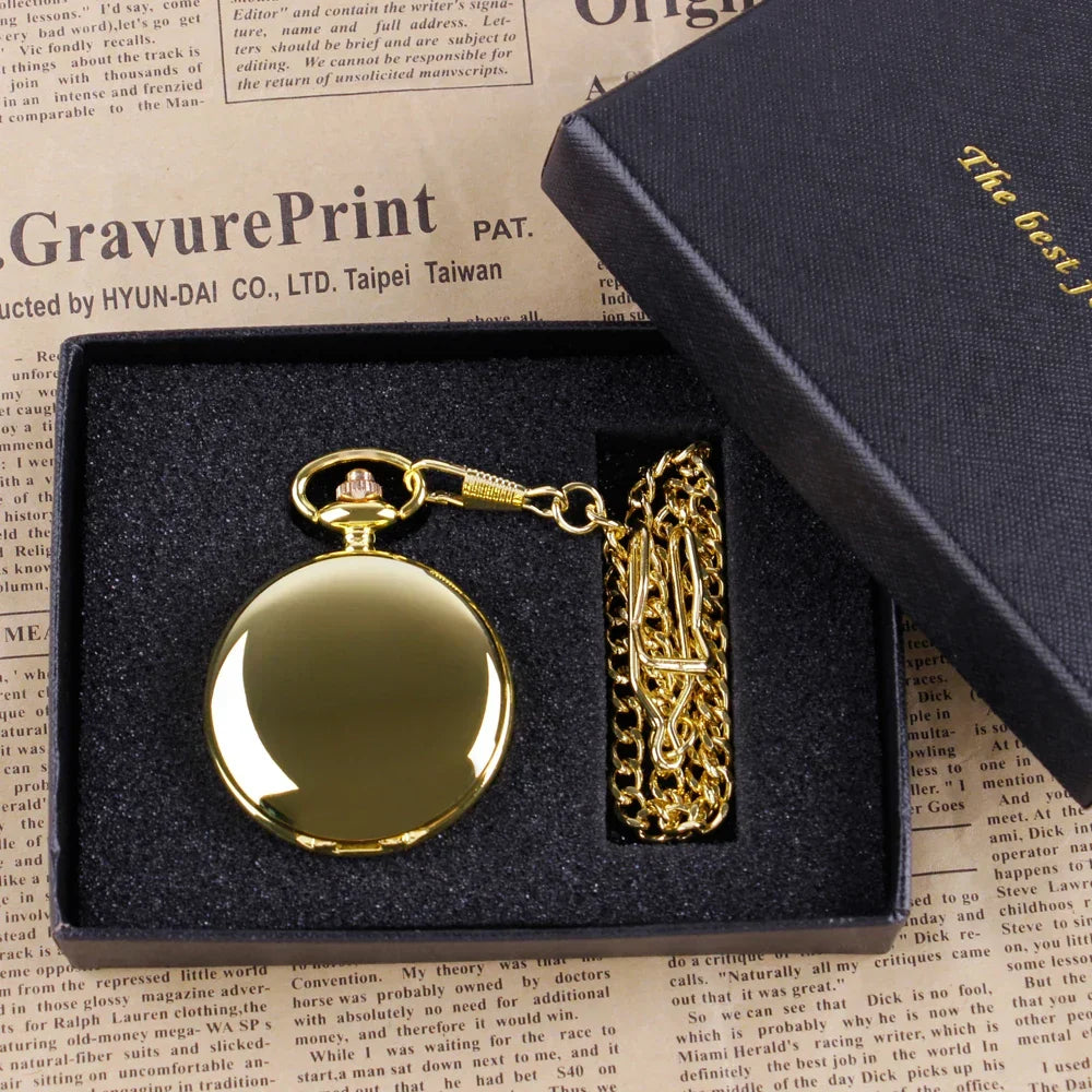 Elegante Taschenuhr für Herren mit langer Uhrkette, klassisches Quarz-Set, zeitloses Herrengeschenk.