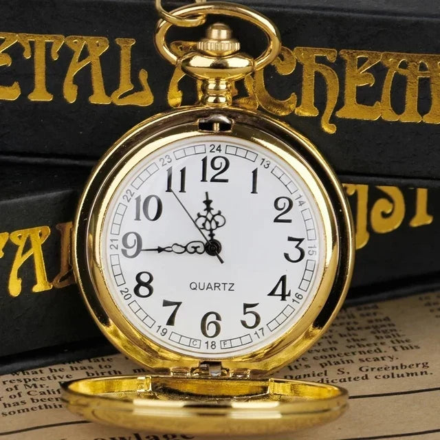 Taschenuhr-Set für Herren in Silber, Gold & Schwarz, klassische Quarz-Uhren mit Ketten, Geschenkbox.