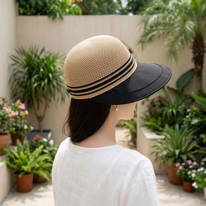 Damen Sommerhut in Beige, mit breiter Krempe und atmungsaktivem Material; hoher Tragekomfort.