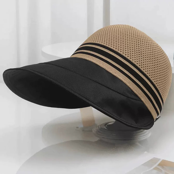 Eleganter Damen Sommerhut in Beige, breite Krempe für maximalen Sonnenschutz; kühlend.