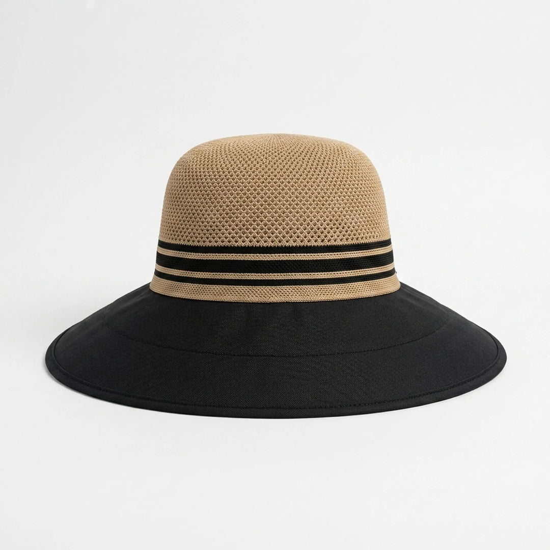 Khaki Breitkrempelhut für Damen, perfekt für sonnige Tage; atmungsaktiv und kühlend.