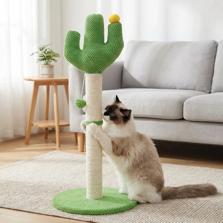 Hocher Kaktus Kratzbaum für Katzen mit stabilem Sisal, grünes Katzenmöbel für Krallenpflege & Spielplatz.