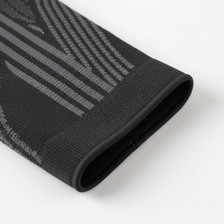 Nahaufnahme der hochwertigen Unisex Kompressions-Wadenbandage; atmungsaktives Material für Sport & Regeneration.