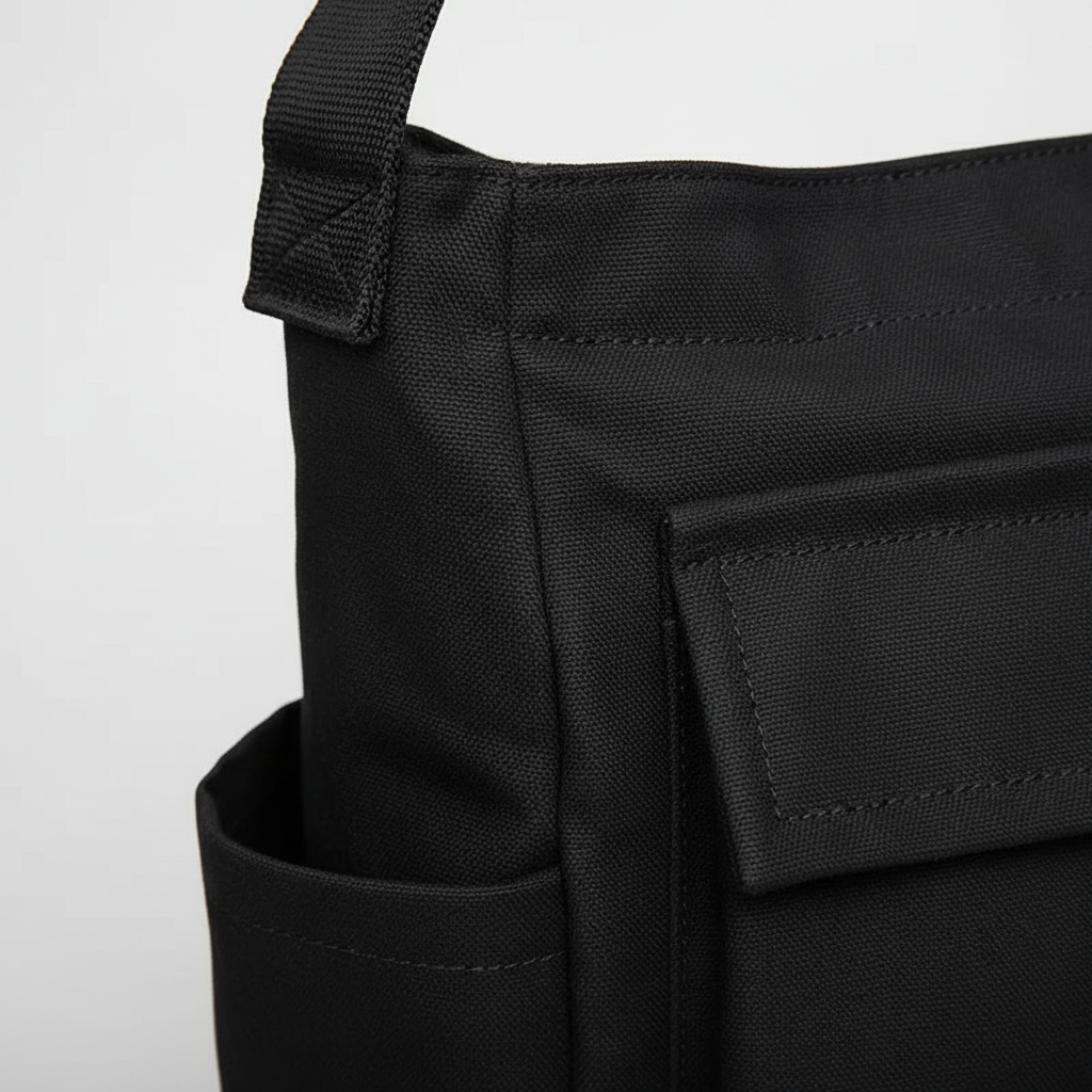 Geräumiges Hauptfach der Unisex Canvas Tasche, ideal für Uni, Laptop und A4-Ordner.