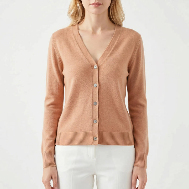 Bequeme Damen Strickjacke V-Ausschnitt, Feinstrick, ideal für kühlere Abende und Freizeit.