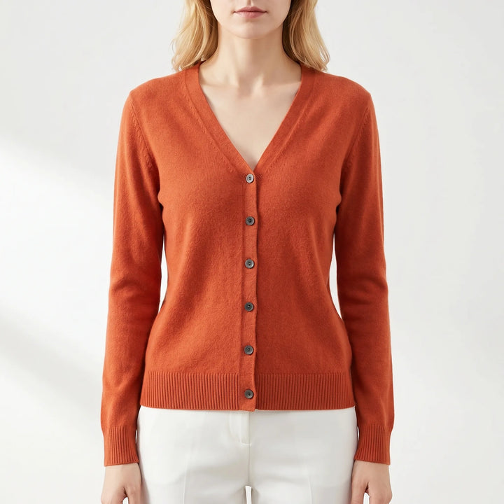 Stilvolle Damen V-Ausschnitt Cardigan, Feinstrick für eine schmeichelhafte, lockere Passform.