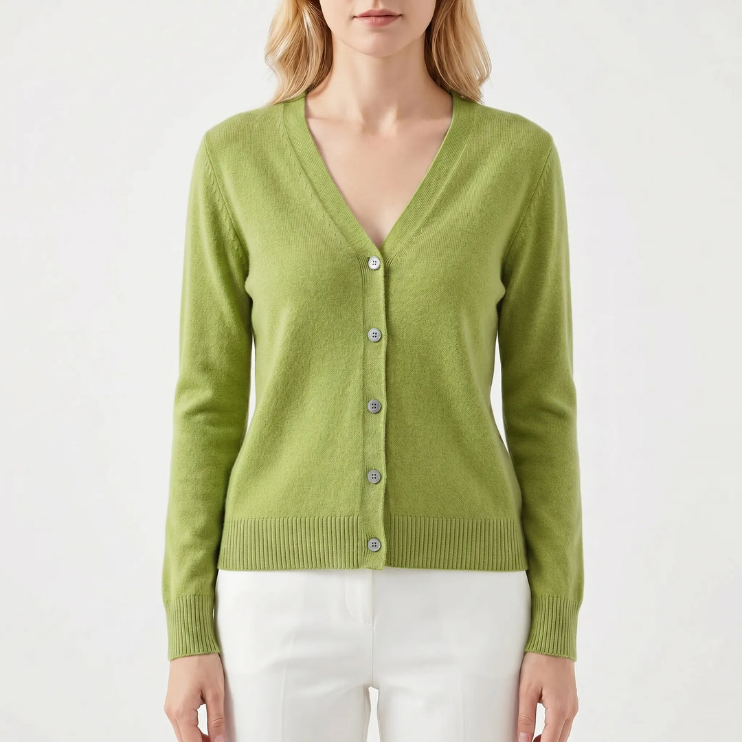 Stilvolle Damen Strickjacke V-Ausschnitt, Feinstrick-Qualität für elegante und legere Outfits.