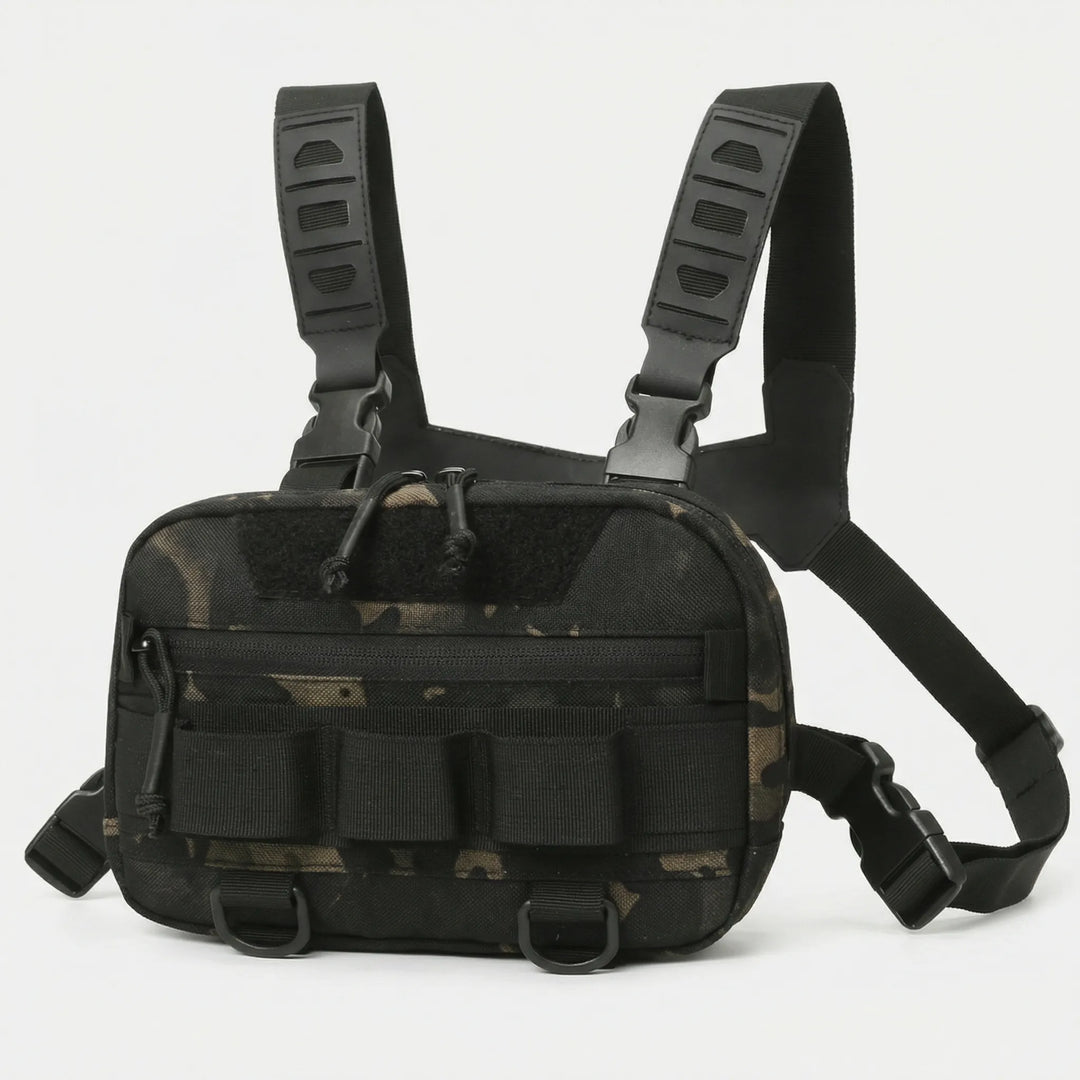 Robuste Nylon Crossbody Brusttasche, unisex, ideal für Reise, Wandern & Sport.