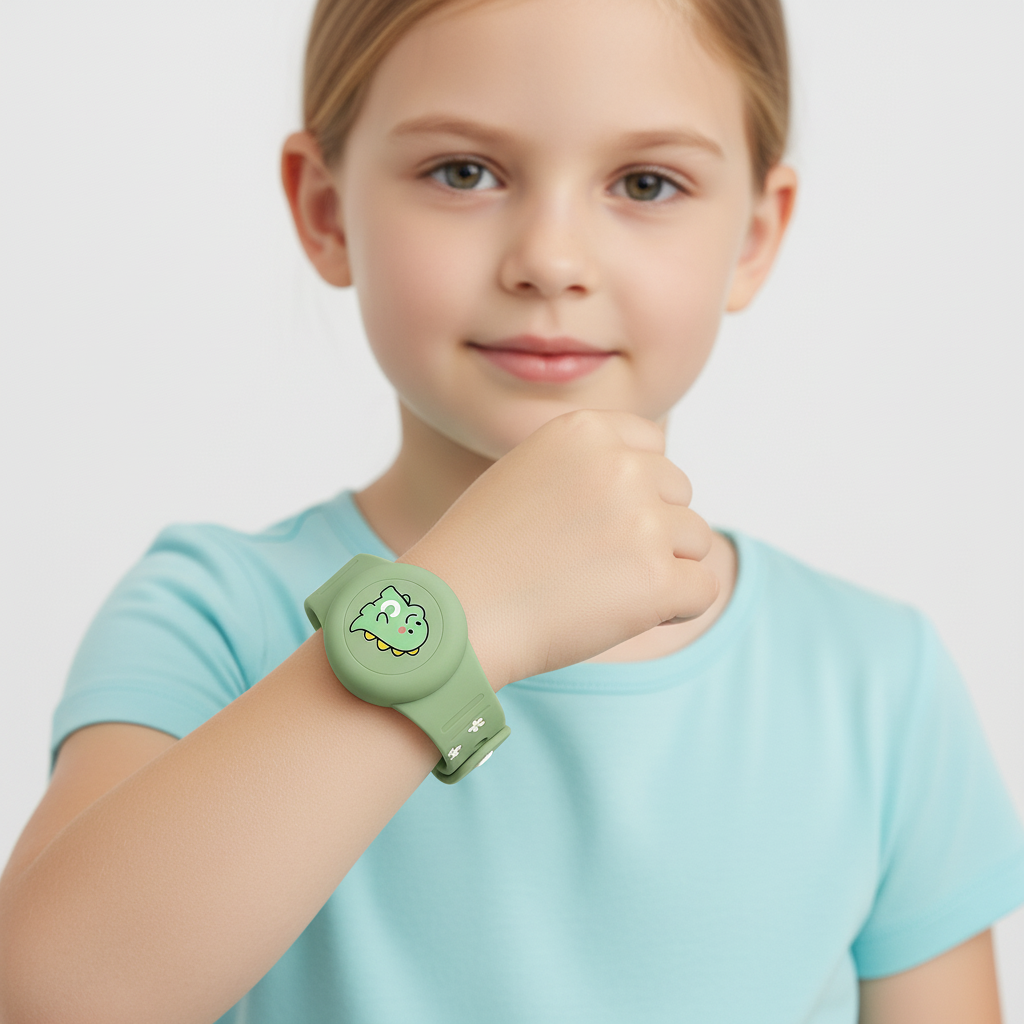 Sicheres AirTag Kinderarmband: Buntes, widerstandsfähiges Silikonband, bietet Sicherheit für Kinder beim Spielen.
