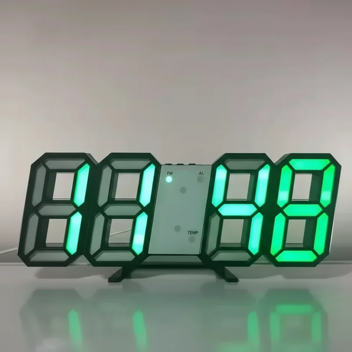 Große LED-Digitaluhr, multifunktional mit Wecker, Datum & Temperatur. Für Wand oder Tisch.