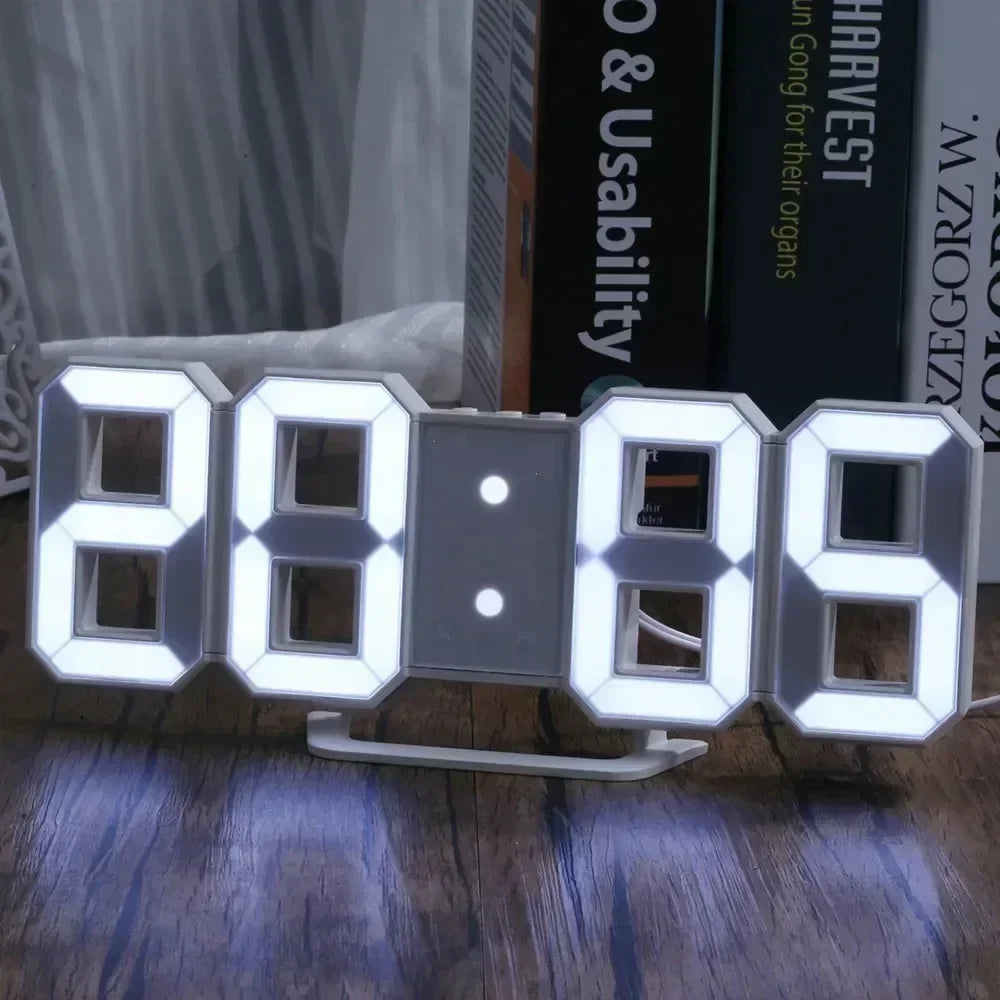 Kompakte LED-Tischuhr, digital mit Weckfunktion, Datumsanzeige und Temperaturmessung.