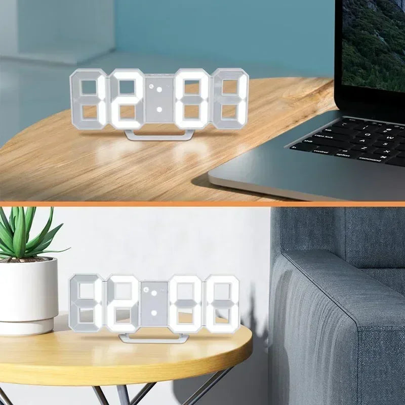 Schlichte moderne LED-Uhr, digital, zeigt Datum und Temperatur. Vielseitig für jeden Raum.