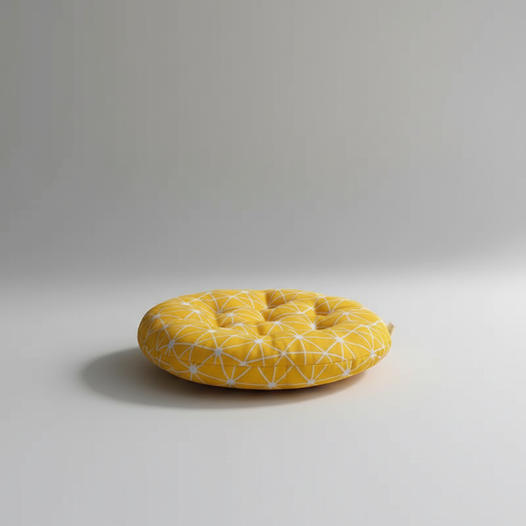 Elegantes rundes Gestepptkissen als stilvolles Wohnaccessoire und Komfortkissen für jeden Raum.