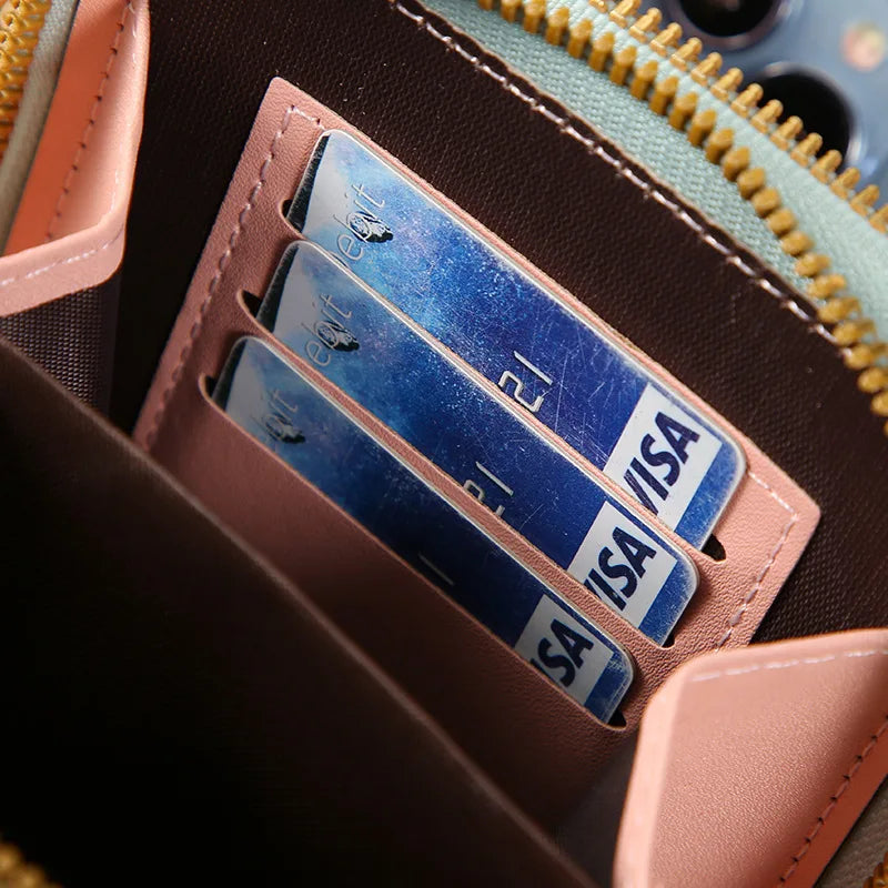 Luxuriöse PU-Leder Damentasche, Touchscreen-Handyfach, Reißverschluss, für eleganten Auftritt.