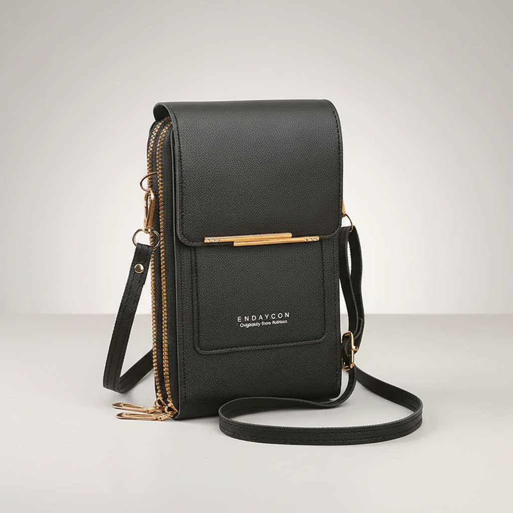 Feminine Crossbody aus PU-Leder, mit Touchscreen-Fach und Reißverschluss, ideal für Ihre Reise.