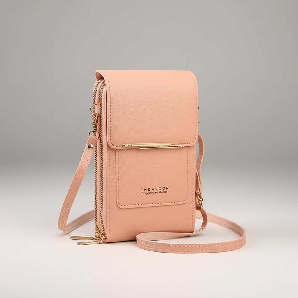 Bequeme Schultertasche aus PU-Leder, Touchscreen-Fach für das Handy, sicherer Reißverschluss.