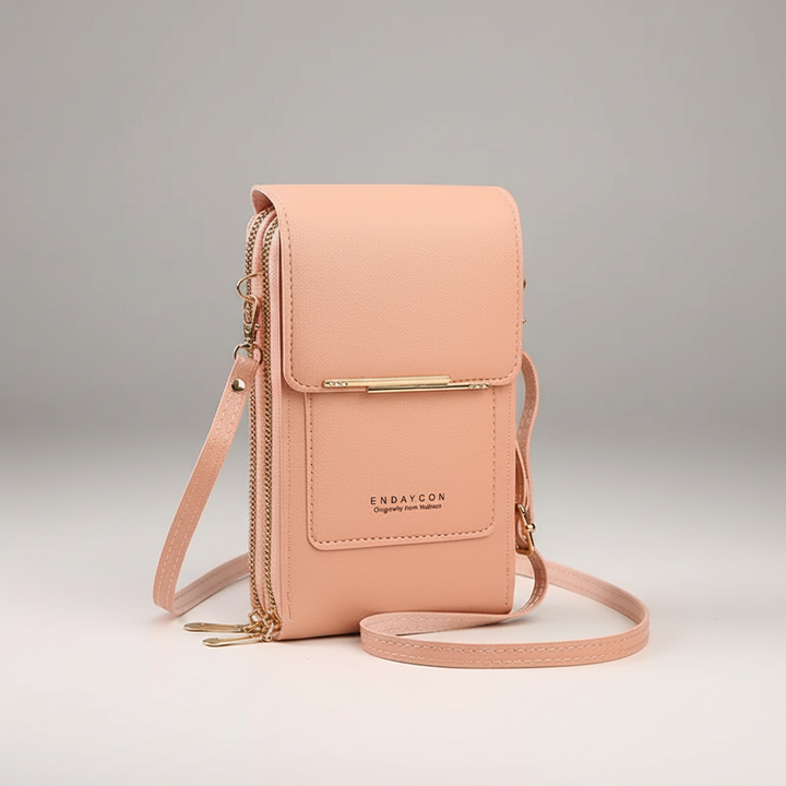 Bequeme Schultertasche aus PU-Leder, Touchscreen-Fach für das Handy, sicherer Reißverschluss.