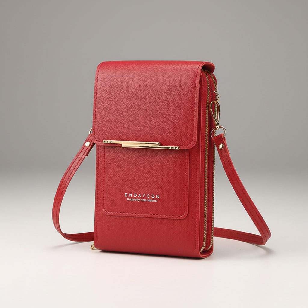Clevere PU-Leder Crossbodytasche für Damen, Touchscreen-Fach und Reißverschluss für Ordnung.