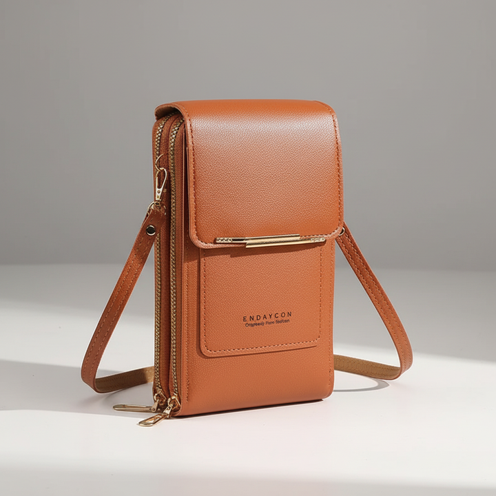 Hochwertige PU-Leder Schultertasche, Touchscreen-Fach, Reißverschluss, perfekter Begleiter für Frauen.