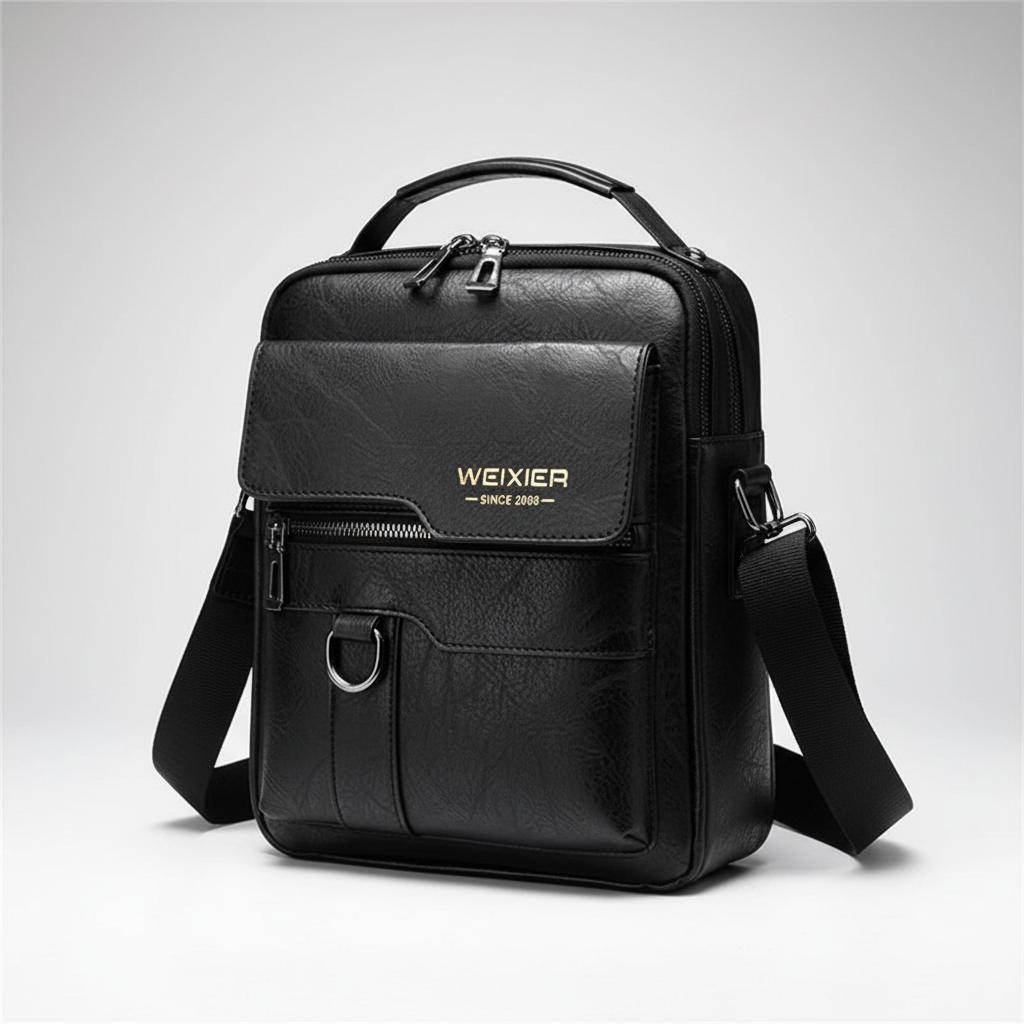 Organisierte Innenseite der kompakten Unisex Messenger-Tasche, PU, mit Handy, Geldbörse & Notizbuch.