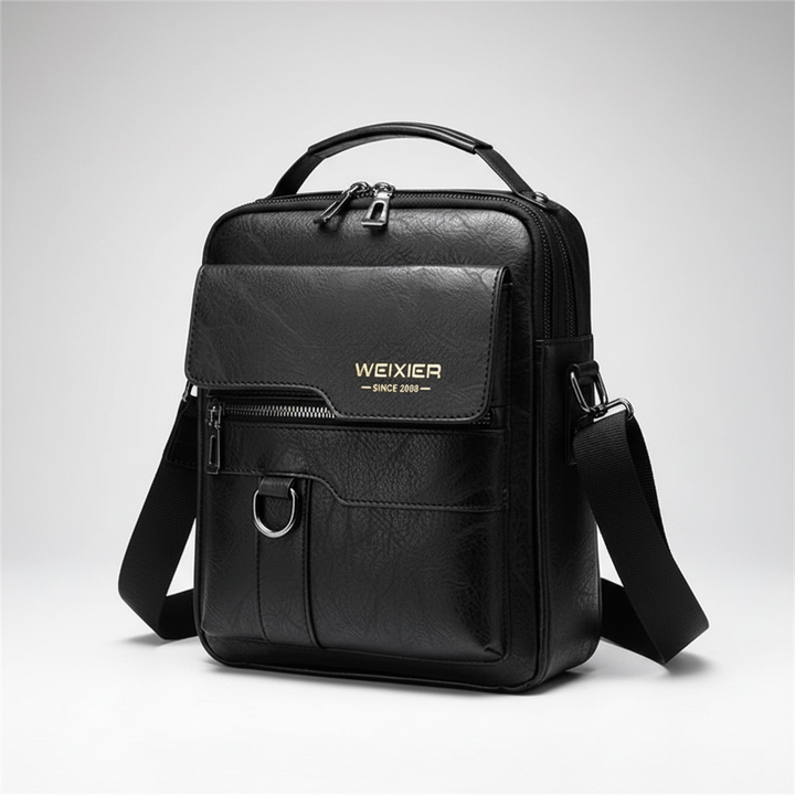 Organisierte Innenseite der kompakten Unisex Messenger-Tasche, PU, mit Handy, Geldbörse & Notizbuch.