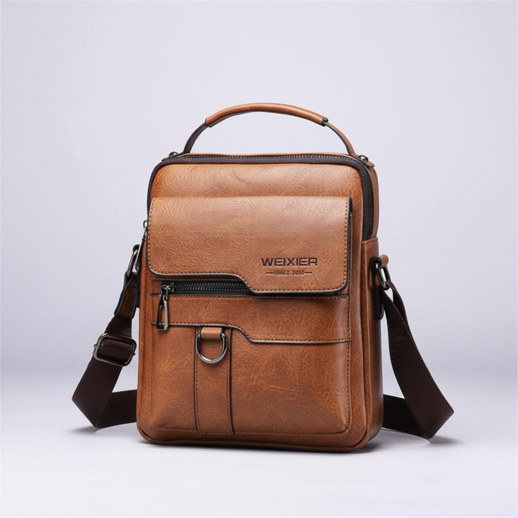 Robuste Metallverschlüsse an der eleganten Unisex Messenger-Tasche, PU, schwarz. Sicher & stilvoll.